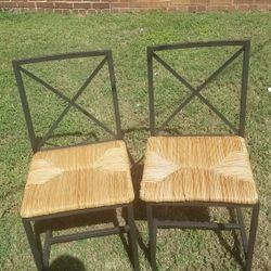 Nice set of 4 chairs Metal and woven rope seats in good condition very sturdy