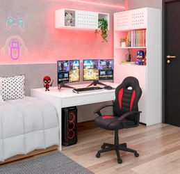 Techni Mobili Kids Gaming and Student Racer Chair with Wheels, Red