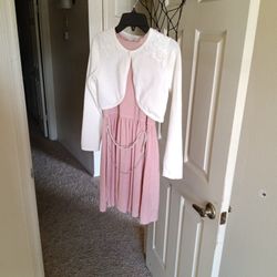 Girls Outfit 2 Item BUNDLE:  Size 10 Ava & Yelly Pink Dress. & Jessica Simpson Madison Girls Flats
