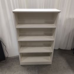 Off-White Four-Shelf Wood Bookcase
