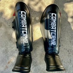 Combat Corner Supreme professional Shin Guards, designed for Muay Thai and kickboxing training. Size Small
