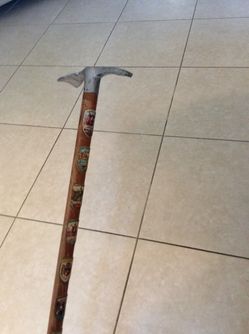 Beautiful Vintage German Wanderstock Ice Pick Walking Stick With Emblems