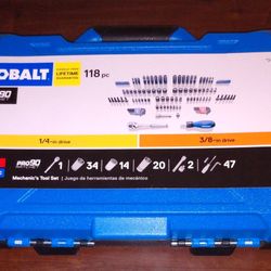 Kobalt 118pc Standard (SAE) & Metric Polished Chrome Socket Set -New

