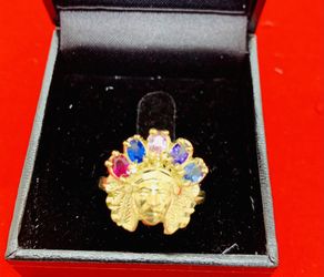10k Gold Chief Ring CZ Multicolor