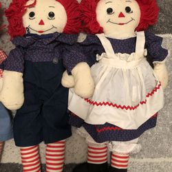 Vintage Raggedy Anne & Andy Dolls 80s