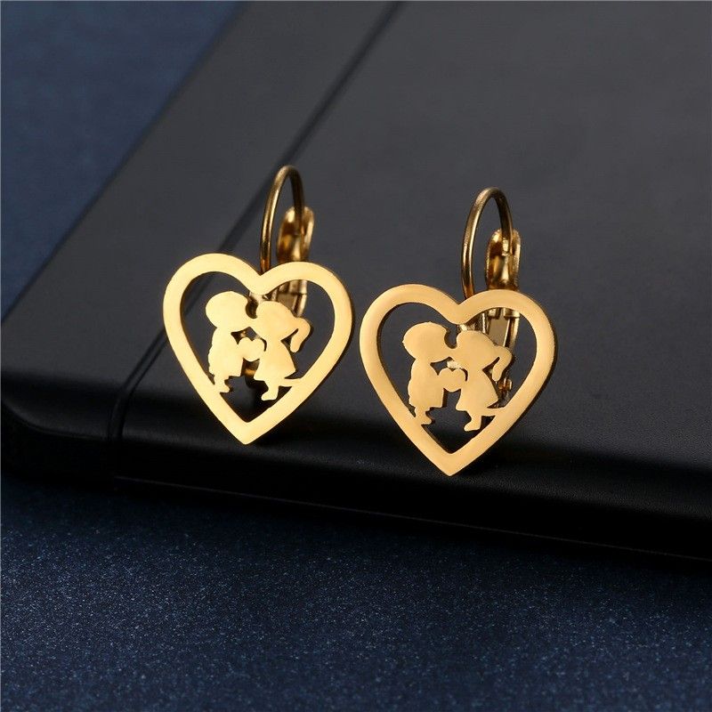 "Simple Heart boy and girl Stainless Steel Earrings for Women, 55EGL1192
 