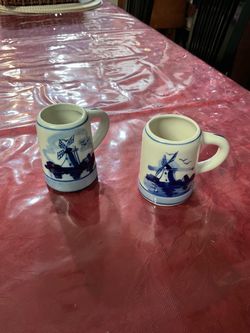 Hand Painted Delft Miniature Mugs for decoration