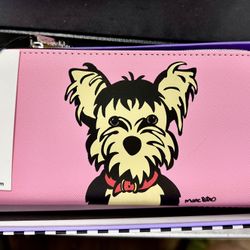 NIB AUTHENTIC Marc Tetro Pink Zip Yorkie Yorkshire Terrier Dog Wallet Purse