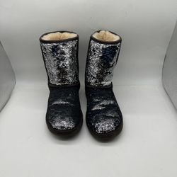 UGG Australia 1002978 Silver Blue  Sequin Classic Short Womens Sz 9