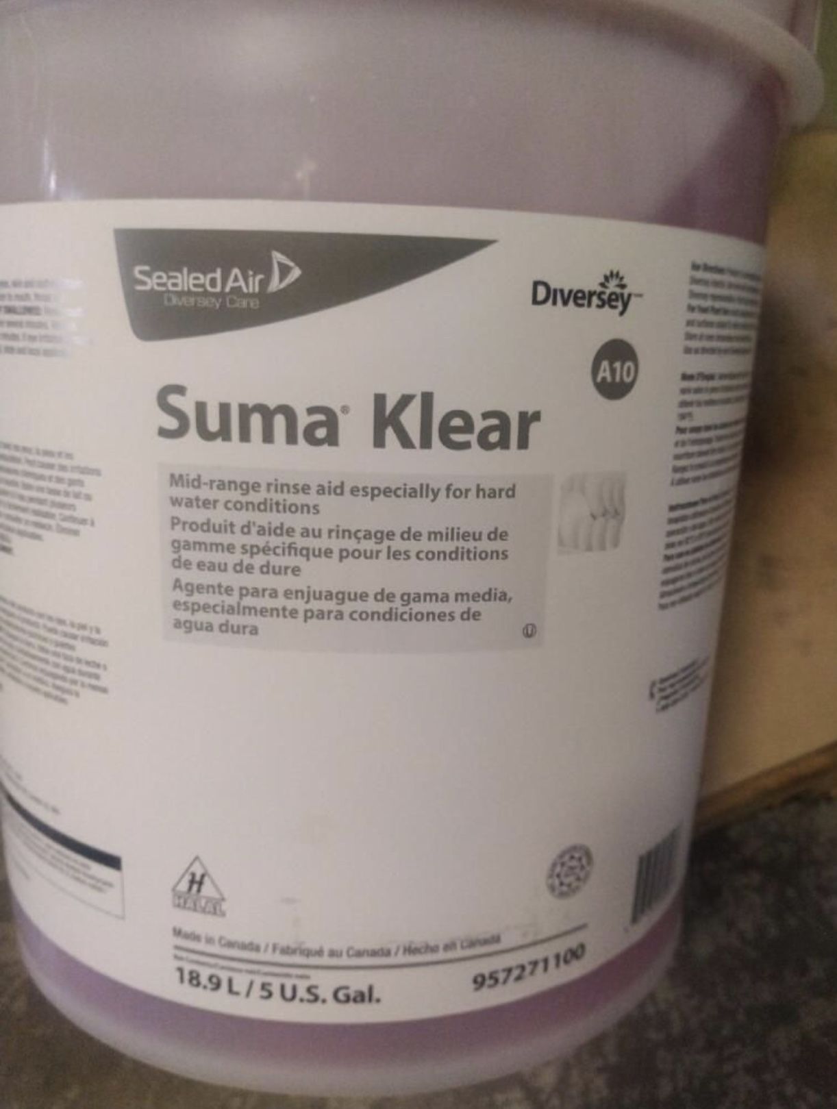 Diversey Suma Klear Dishwashing Rinse Aid A10