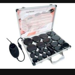 Hot Stone Massage, Massage kit with Temperature Regulation, 22 Basalt hot Stone heaters, Basalt Massage Stone Home spa Thermal Therapy Sport