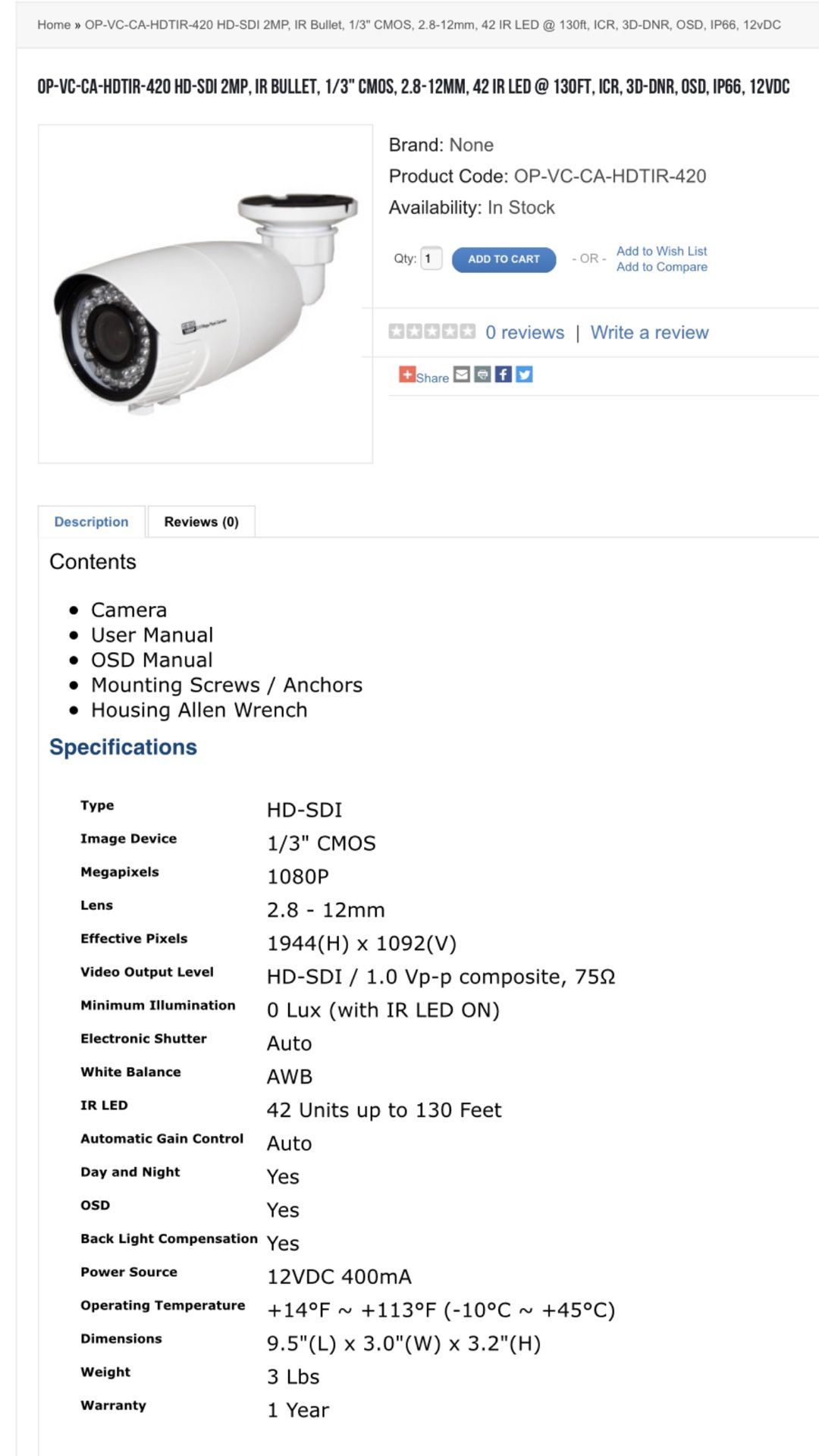 Security Cameras, different types available, water proof