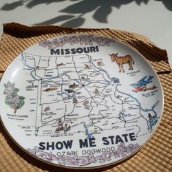 Vintage Missouri State Map Landmark Collector's Plate