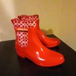 Coach Apple Red Rain boots 
