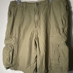 Vurt Mens Army Green Utility Cargo Shorts w/ Waist Cinch Size W34 x L11-