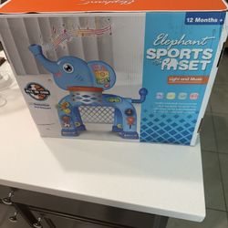 Elephant Sports Set" designed for toddlers aged 12 months and older. 