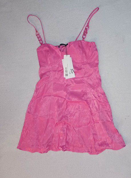 Zara New Pink Silk Dress 