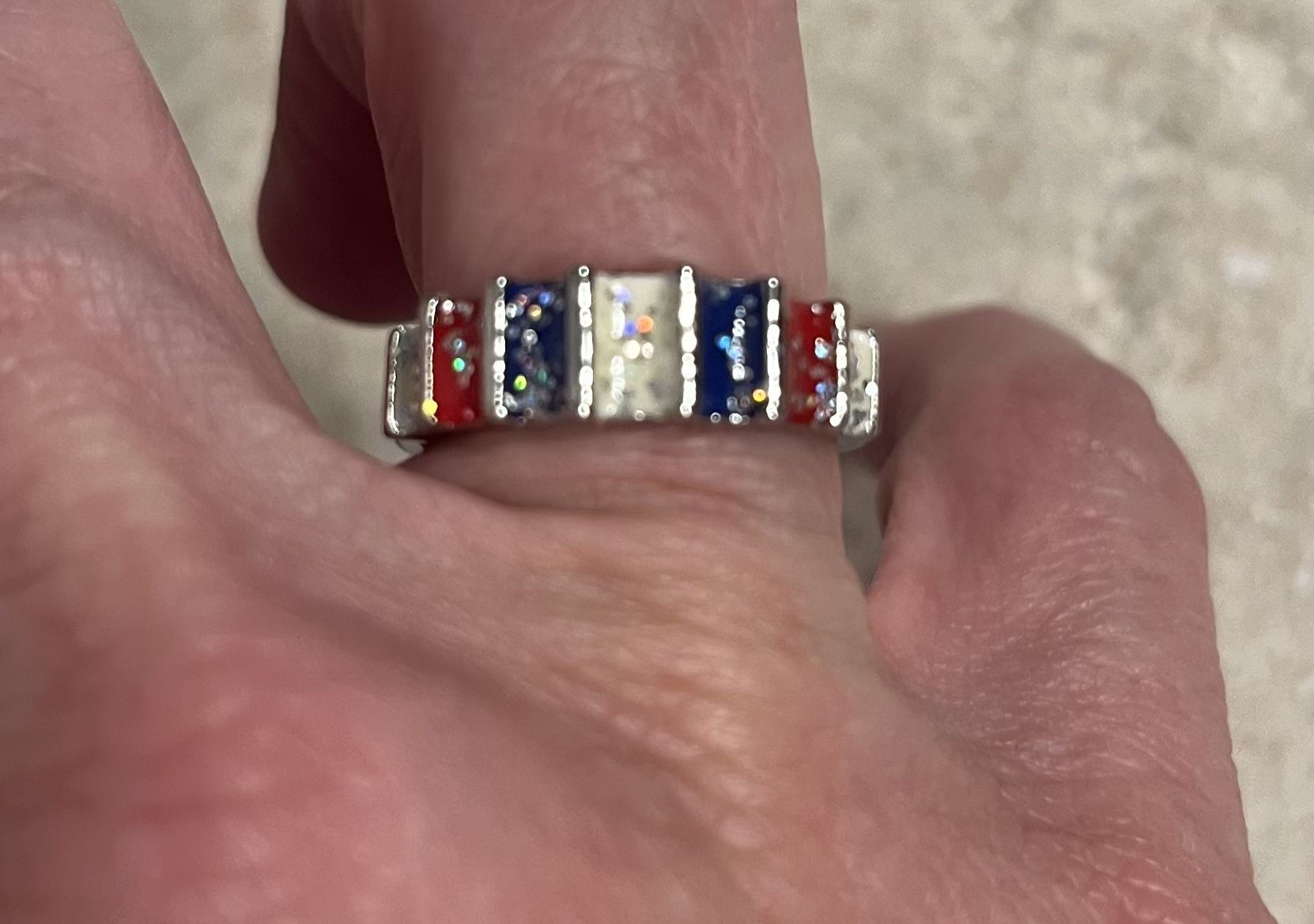 New CZ multi color wedding band size 6