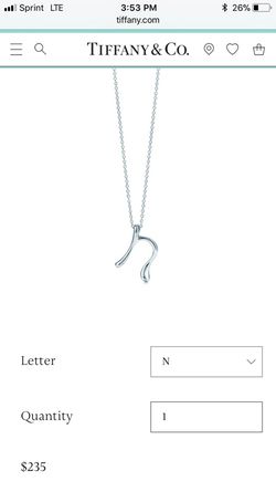 N initial Tiffany and Co. necklace