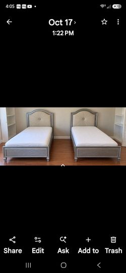 Twin Upholstered Beds Silver Frame