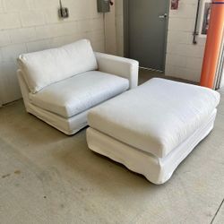 White Slip Cover Ottoman 