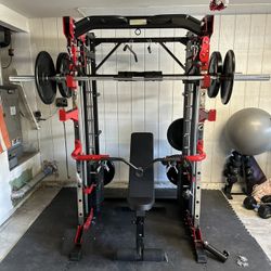 Smith Machine 200 | Adjustable Bench | 245lb Cast Iron Olympic Weights | 7ft Olympic Bar | Fitness | Gym Equipment | FREE DELIVERY/INSTALLATION 🚚 🛠️