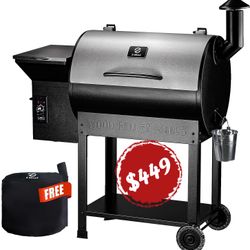 Z GRILLS Wood Pellet Smoker Grill, 8 in 1 BBQ Grill with Auto Temperature Control, 697 sq in Cooking Area for Backyard, Patio and Outdoor Cooking, 700