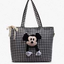 🖤 Mickey Mouse Checkered Tote Bag – Cute & Practical 🖤