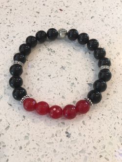 Black onyx n red agate Bracelet!