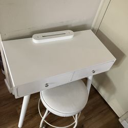 White vanity table with stool 
