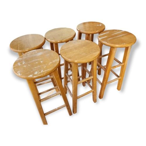 Wooden Stools Kitchen Chairs Lot of 6