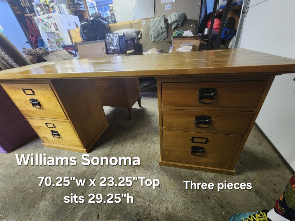 Solid wood Three piece desk by William Sonoma
