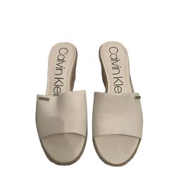 Calvin Klein White Wedge Sandals