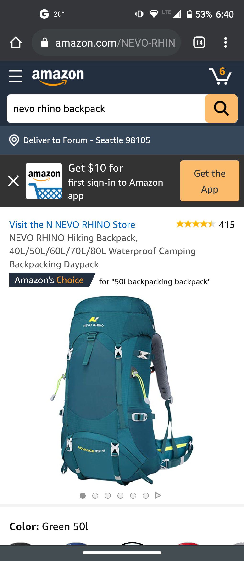 Brand New Hiking Backpack 50L