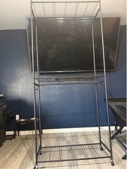(BRAND NEW)🔥🔥 CLEARANCE SALE! Adjustable Double Rod Rolling Garment Rack/KO-DLZ