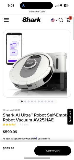 Shark AI Ultra™ Robot Self-Empty Robot Vacuum AV2511AE