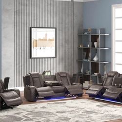 Reclínable Set 3pc Luz Chocolate And White ❤️