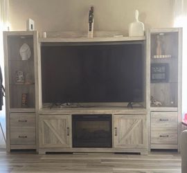 4 piece entertainment center with fireplace