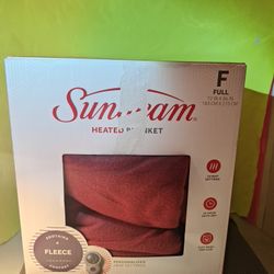 Sunbeam Red Full Heated Fleece Blanket 72 In X 84