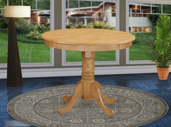 Antique Modern Kitchen Table - a Round Dining Table Top with Pedestal Base, Oak