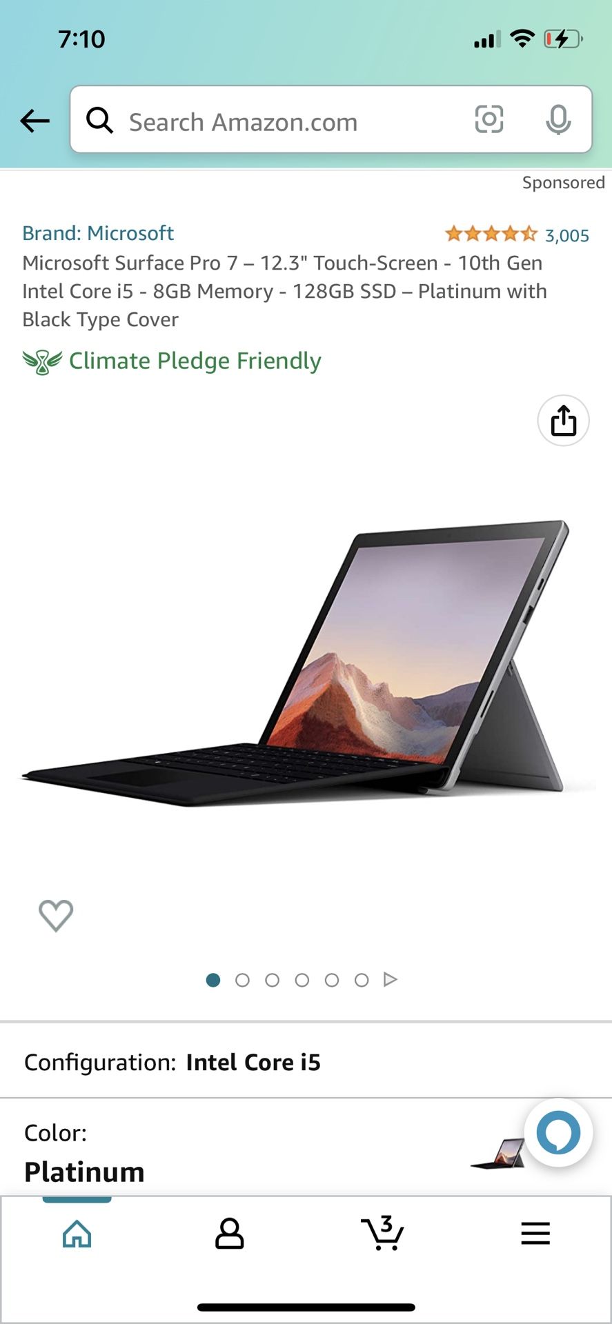 Surface Pro 7 W/Keyboard And Pen
