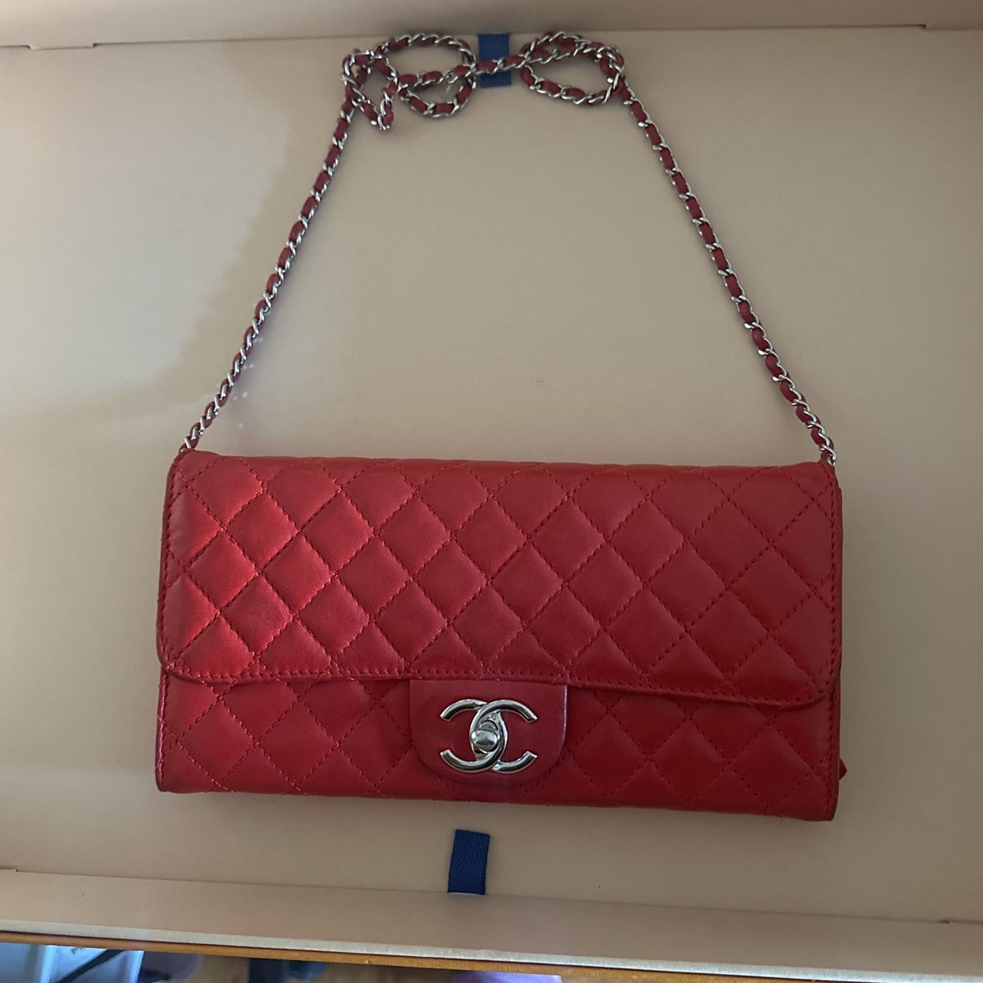 Chanel Red Handbag Or Wallet.