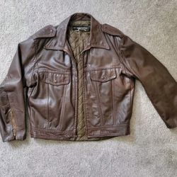 Vintage 70s AMF Harley Davidson Leather Motorcycle Jacket Mens 46 Brown