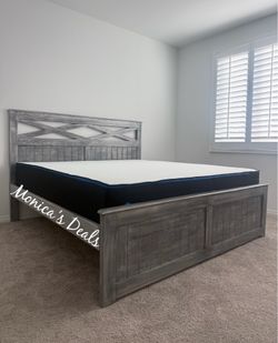 Cal King or King Solid Wood Bed With Memory Foam Mattress $800