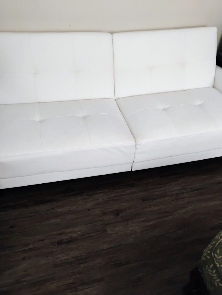 SLEEPER SOFA COUCH ALL WHITE FOR SALE