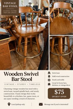 Wood vintage bar stool