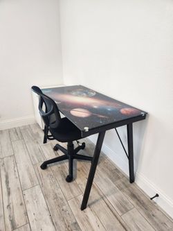 Glass Top Desk - Space/Galaxy Theme.