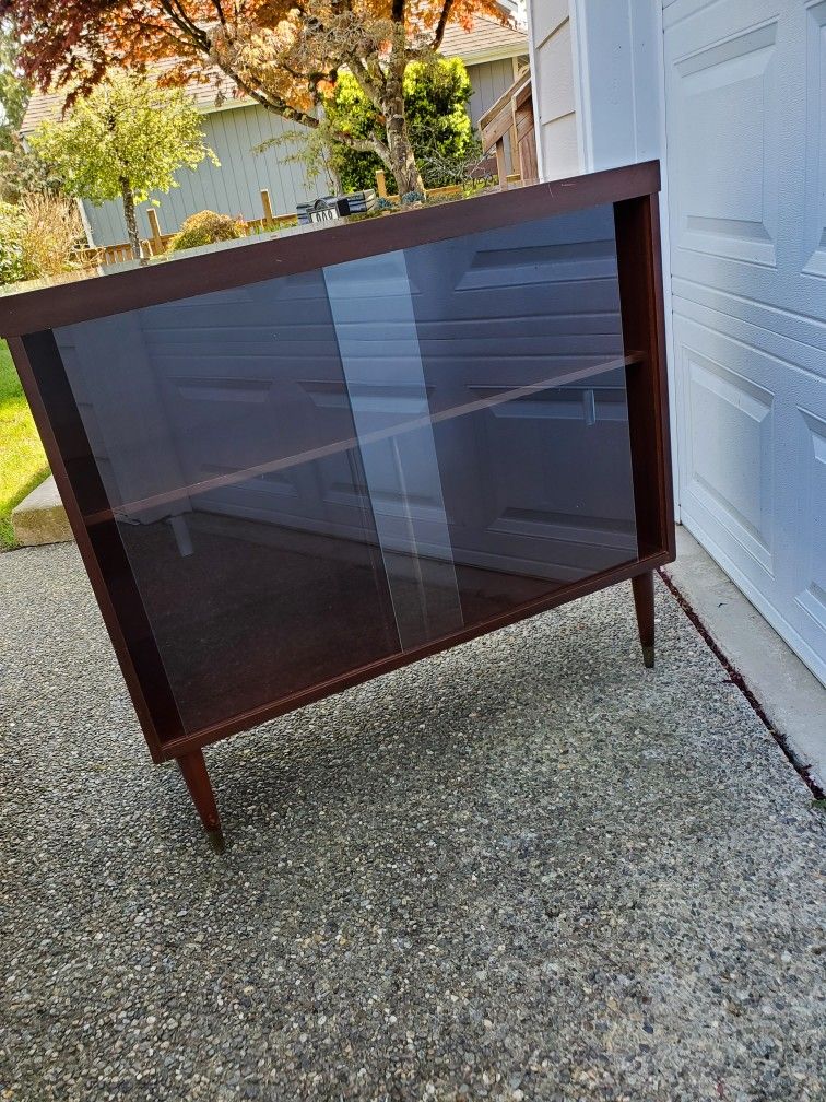 Wooden Cabinet With Sliding Glass Doors