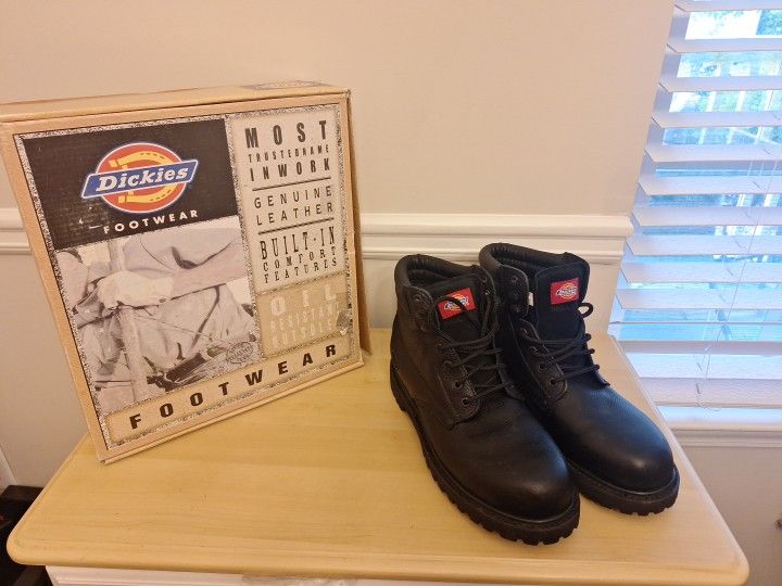 Dickies Raider Men's Black Leather Sz 10 1/2 Work Boots Oil Slip Resistant -2006