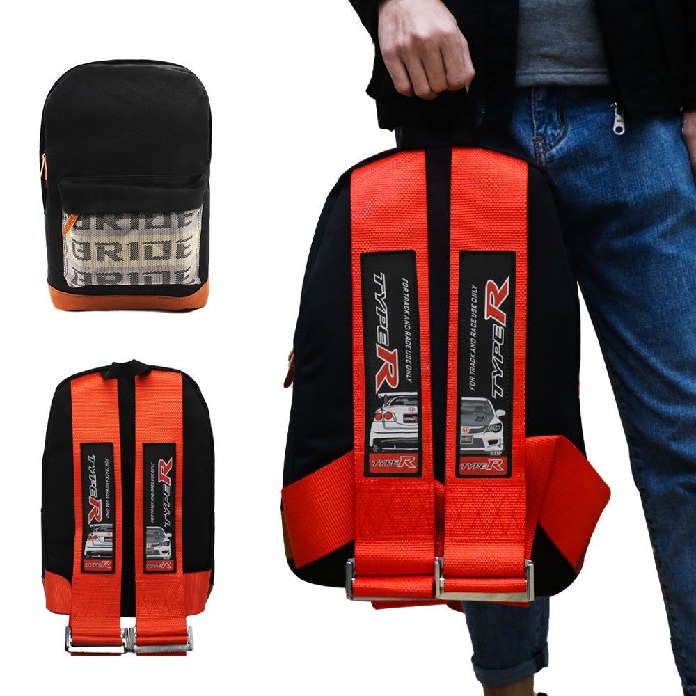 Brand New JDM Type R Racing Bride Racing Red Harness Adjustable Shoulder Strap Backpack